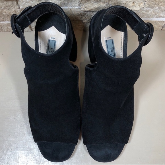 Prada Sandal Black Suede Block Heel - Picture 3 of 16